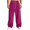 Pantalones de pana para hombre de cintura alta con bolsillos de corte holgado pierna recta ancha color casual