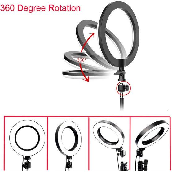6 Inches LED Selfie Ring Light with Hot Shoe Adapter for Live Stream/Makeup/YouTube Video/Photography, 3 Light Modes