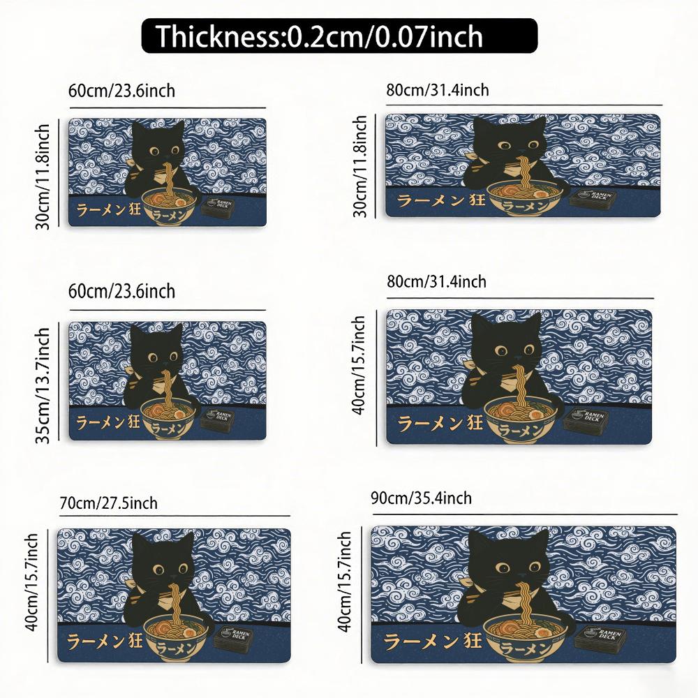 Vintage Cat Ramen Magic Party Game Mat Durable Rubber for MTG&TCG Games 35X60cm Mouse Pad Office Desk Mats Party Friendly Design