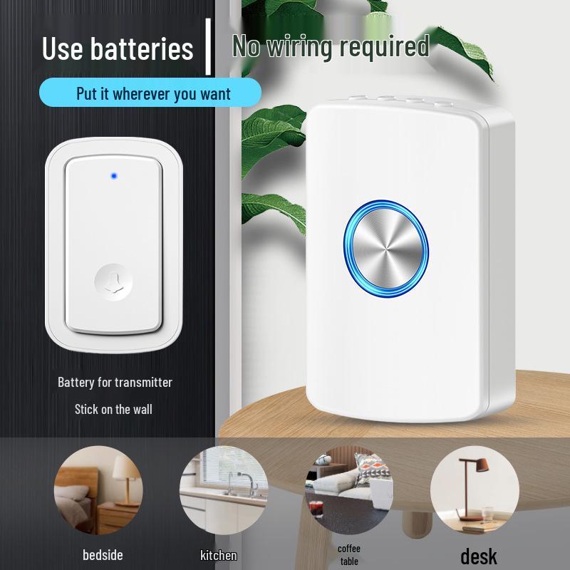 Wireless Doorbell with Long-Range Remote, No Plug-in Needed, One-to-Three Charging, Electric Ringer & Senior Call Button.