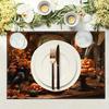 1PC Halloween Linen Meal Mat Set Evil Pumpkin Placemat for Decorating The Kitchen Dining Table Protection Tabletop