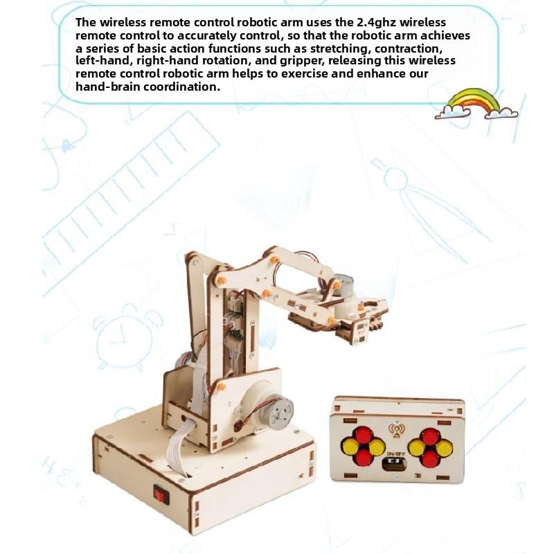 Wireless Handmade Wooden Remote Control Robotic Arm Set Student Puzzle Toy