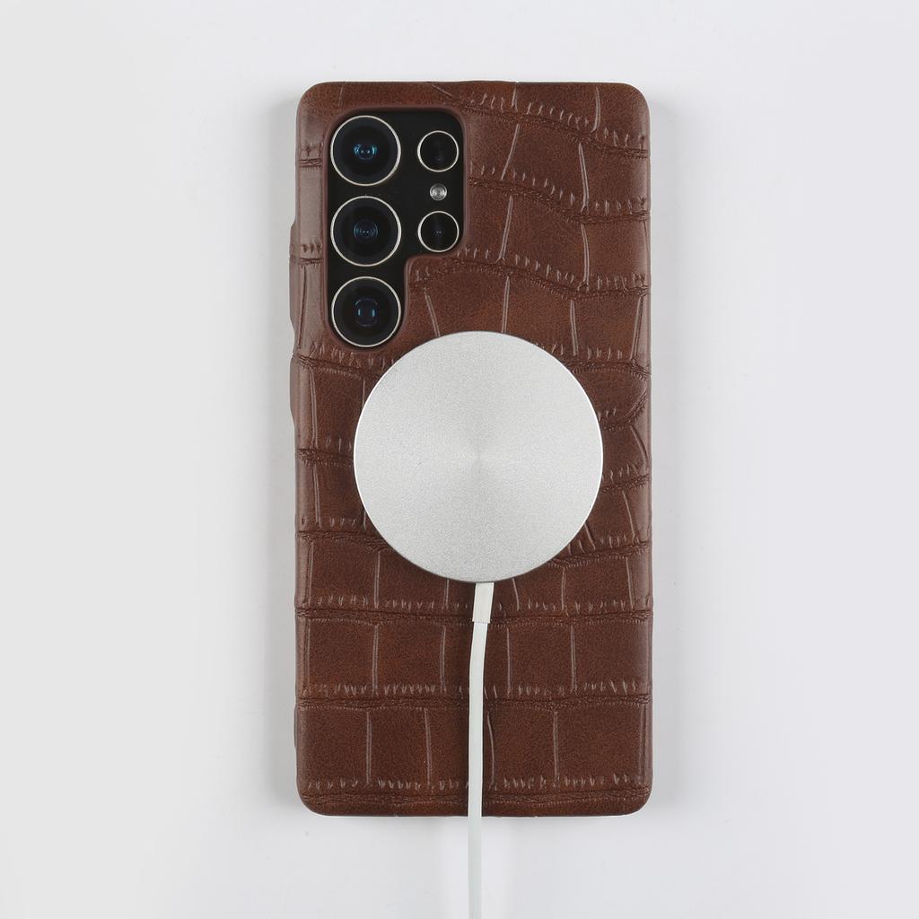 For Magsafe Crocodile Leather Case for Samsung Galaxy S26 Ultra S25 Edge S24 S23 S22 S21 Plus S20 FE Premium Magnetic Back Cover
