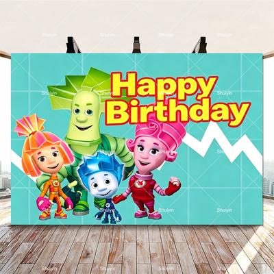 Cartoon The Fixies Backdrop Kids Birthday Decorations Party Supplies Baby Shower Banner Photo Shoot Props Boys Girls Favor Gifts