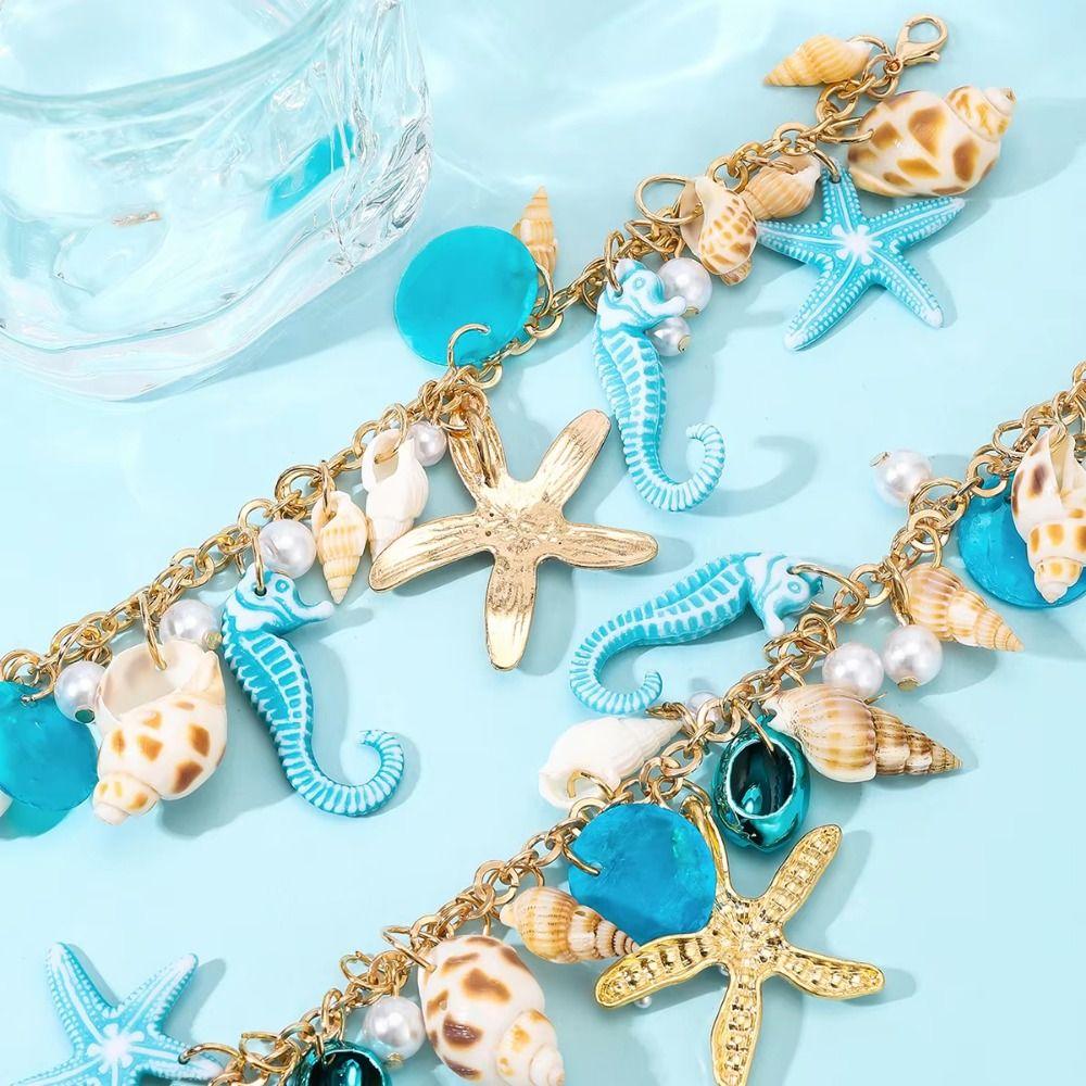 Ornaments Shell Starfish Bracelet Imitation Pearl Natural Conch Beach Bracelets  Vacation