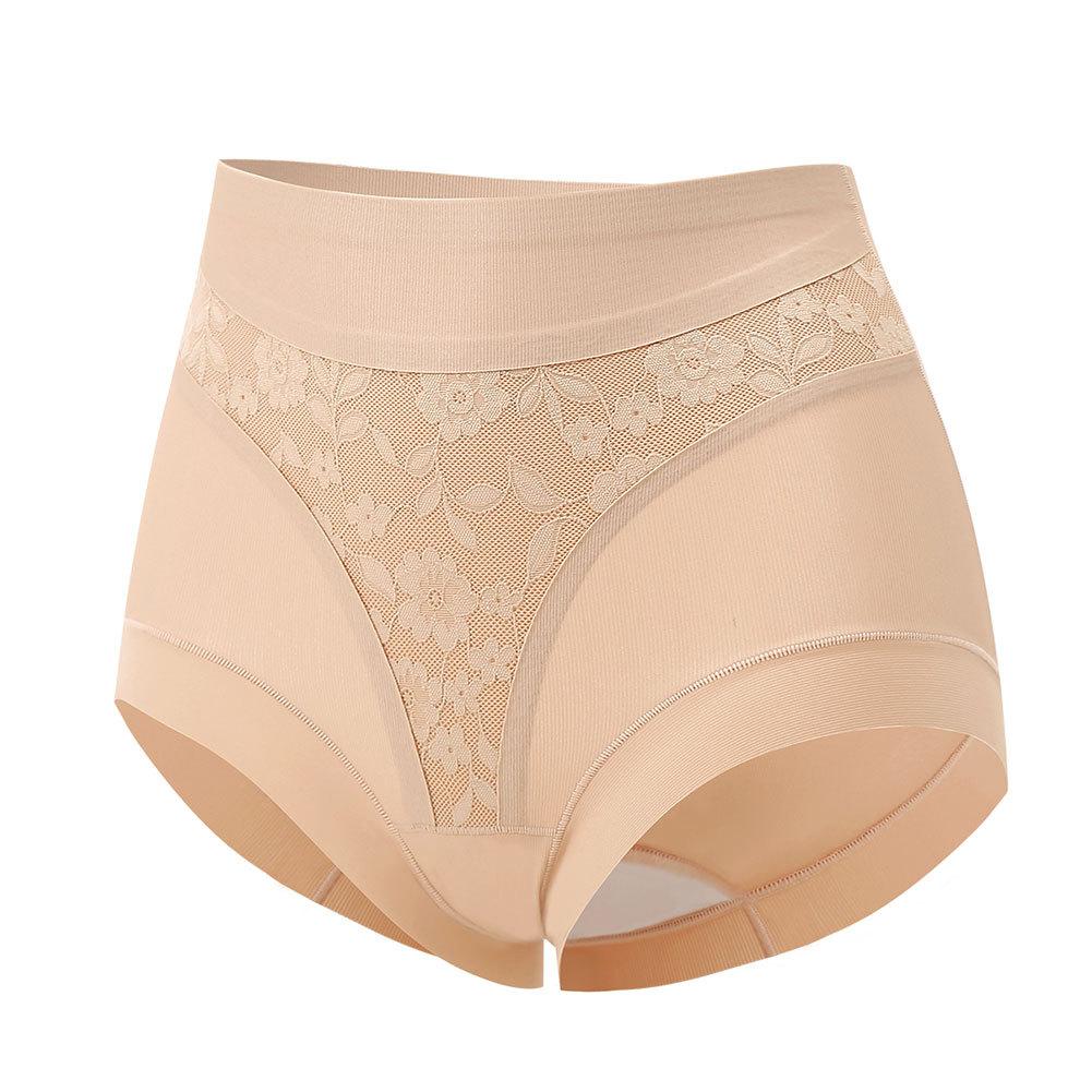 

Ladies Summer New Elegant Jacquard Lace Postpartum Hip Abdominal Breathable Antibacterial Briefs L телесный