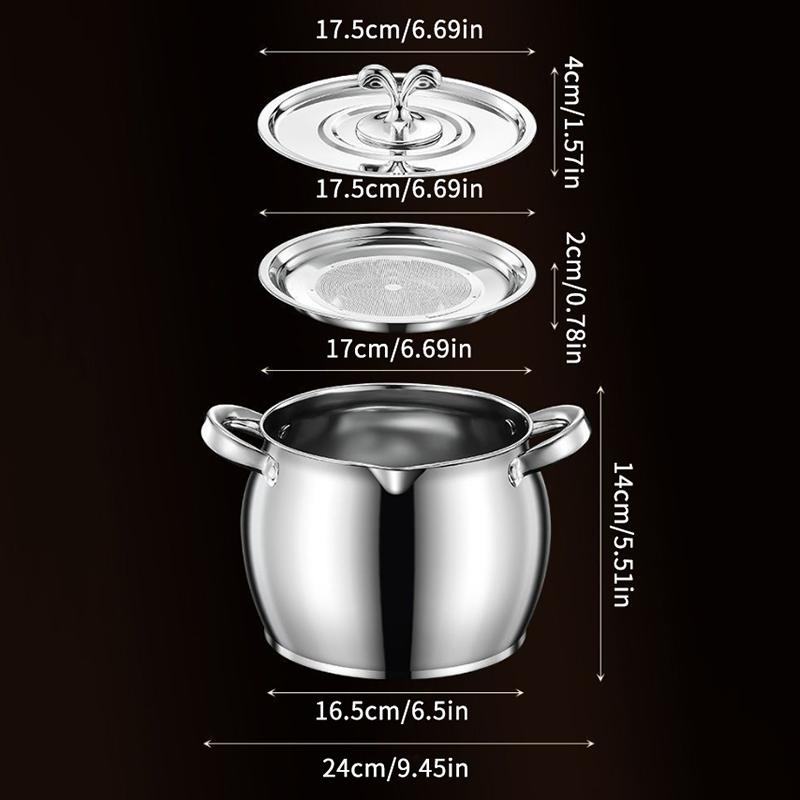 1.5/4L Stainless Steel Household Oil Filter Pot Lard Strainer Tank Container Jug Large Capacity Storage Can Outdoor Tableware