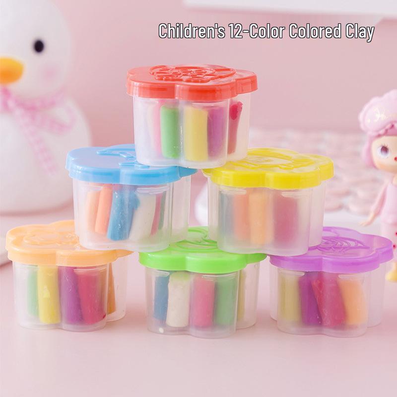 12-Color Ultra-Light Modeling Clay Set for Kids - Safe DIY Play for Kindergarten and Elementary Students