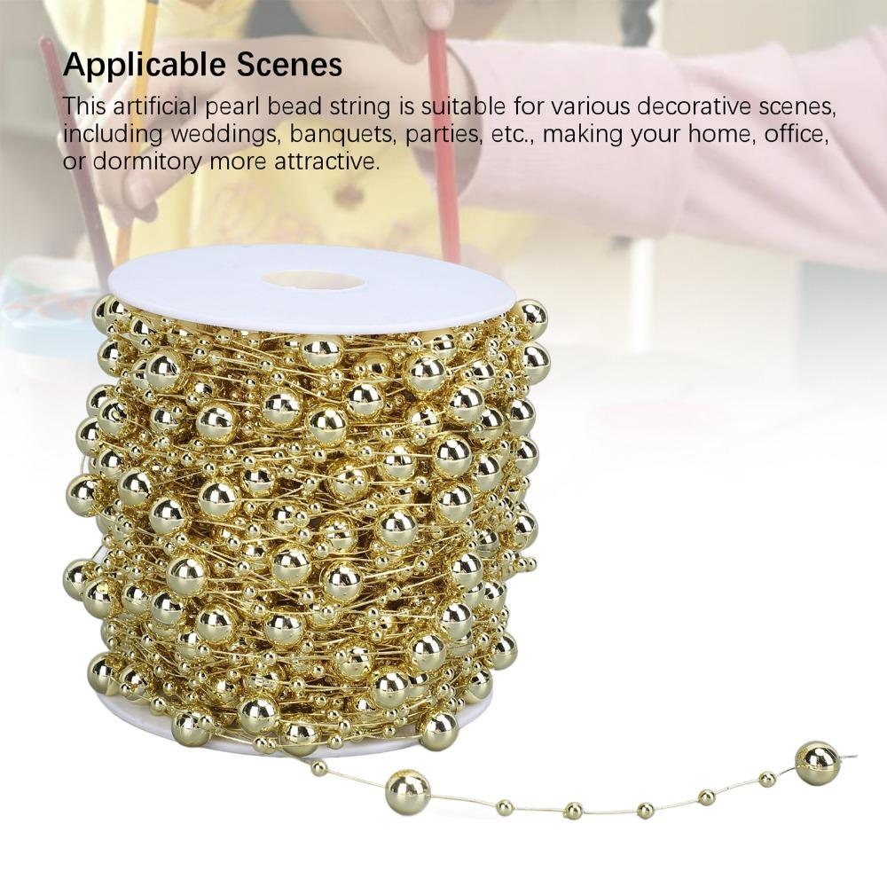 Party & Holiday DIY Decorations Gold Pearl Beads Chain Silver Faux Pearl Pearl Strand Trim 8+3mm Beaded Garland Party Decoration