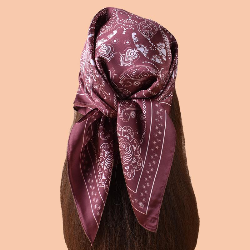 1pc Multicolor Paisley Print Silk Satin Square Scarf Women's Hair Accessory Spring New Versatile Belt Bag Decoration Silk