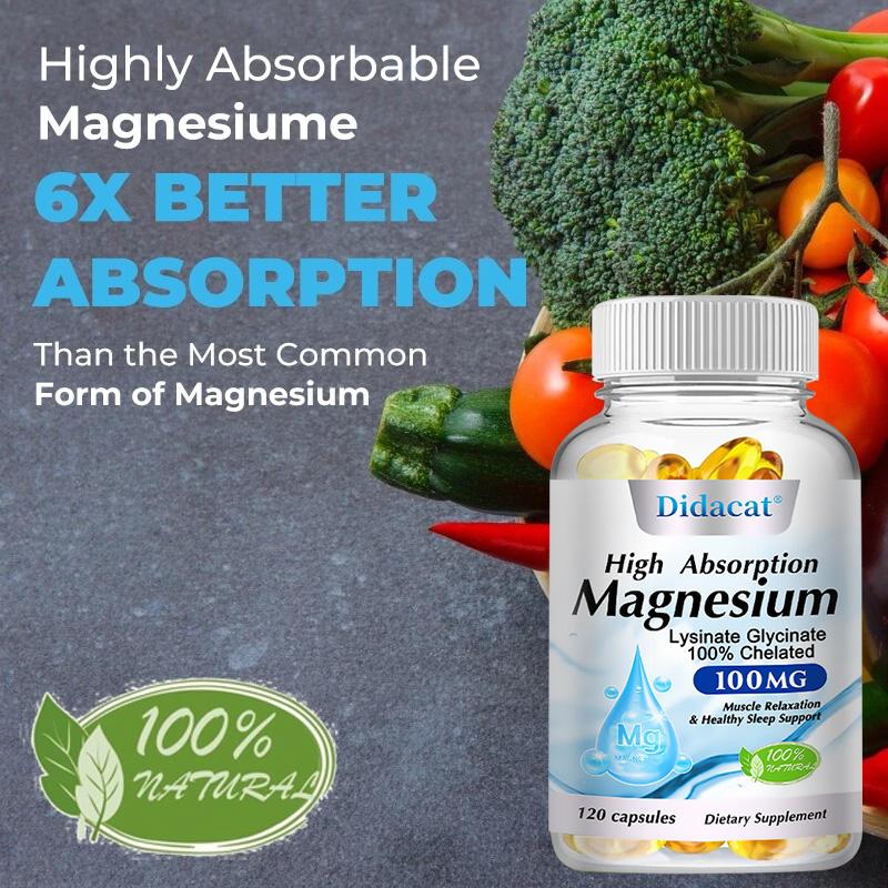 Hohe Absorption Magnesium 200 mg Nahrungsergänzungsmittel, 120 Weichkapseln pro Flasche