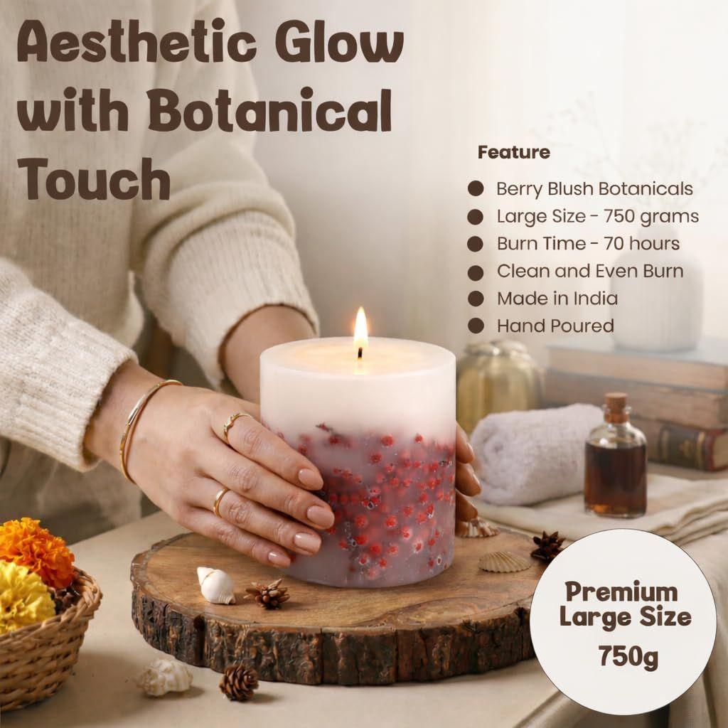 Berry Blush Botanical Candle, 70 Hour Burn Time | | Handcrafted with Natural Botanicals