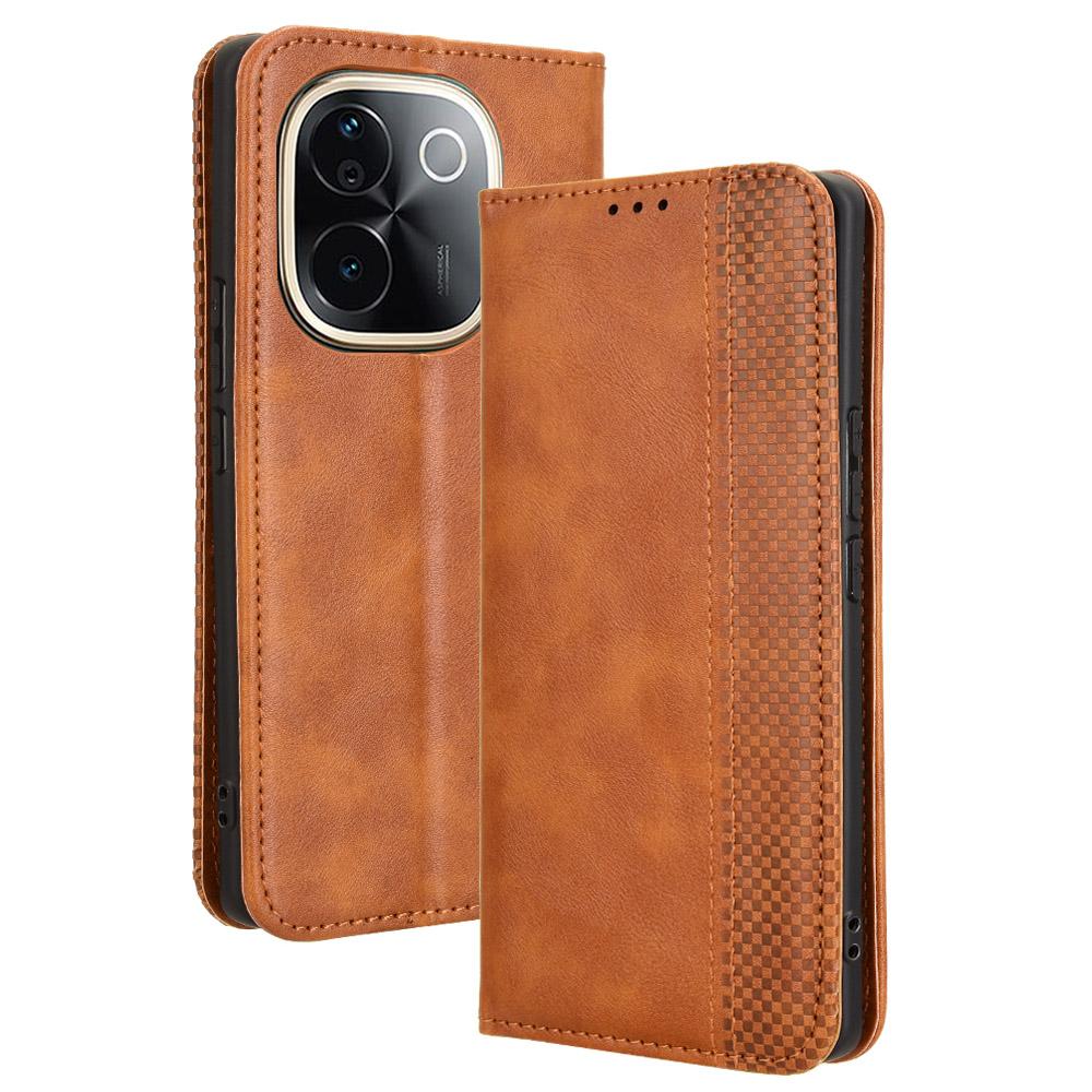 For vivo T3 Pro 5G/iQOO Z9s Pro 5G Leather Case Wallet Stand Retro Texture Phone Cover