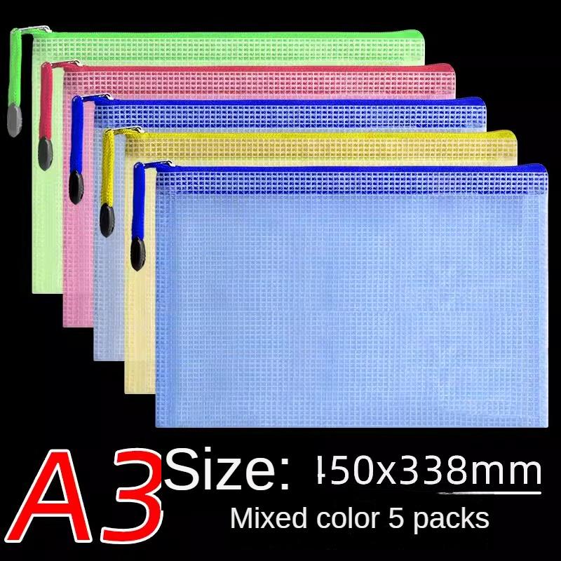 10 pezzi A4 File Bag Trasparente Mesh A5 Data Zipper Storage Bag B5 Student Test Paper Drawing Bag Office Waterproof Document Bag