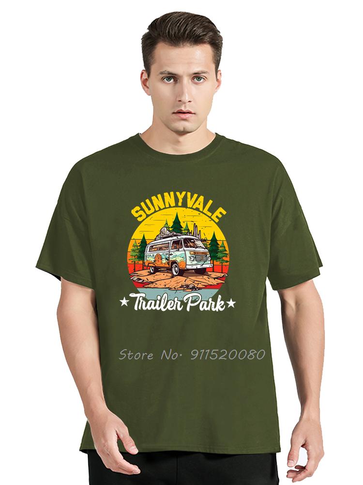 T-shirt Oversize Amoureux du Camping Rétro Sunnyvale Parc de Caravanes Aventure en Plein Air T-shirt en Coton Vêtements Unisexe Hauts Unisexe T-shirts