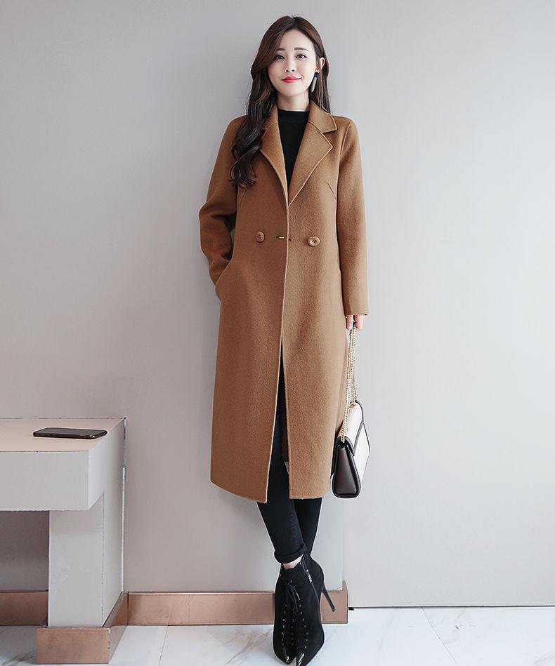 2025 Women's Woolen Mid-Length Overcoat - Autumn Winter Korean Style, Plus Size, Loose Fit
