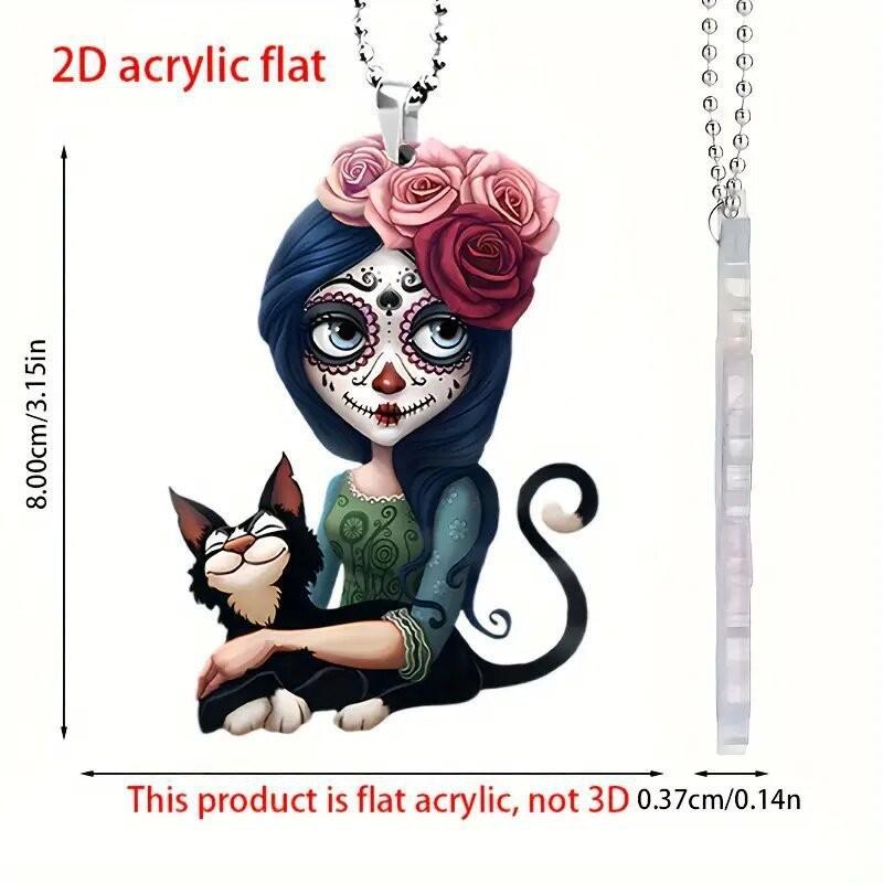 Cat Woman Delightful Acrylic Car Ornament Vibrant Interior Decor Accessory For Occasion Any