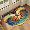 Tree of Life Entrance Door Mat Flannel Half Circle Floor Mat Anti Slip Mat Half Circle Door Mat Kitchen Carpet Home Decoration