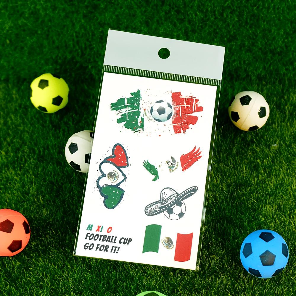 10pcs Mexico Flag Football Temporary Tattoo Stickers/Waterproof Fan Face Stickers/Sports Events Cheering Festivals And Parties Body