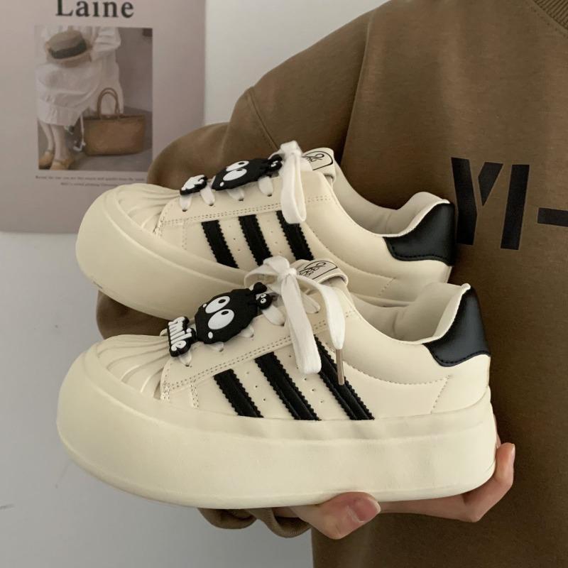 Fashion niche shell head black big head bread shoes women's platform new casual sports board shoes
