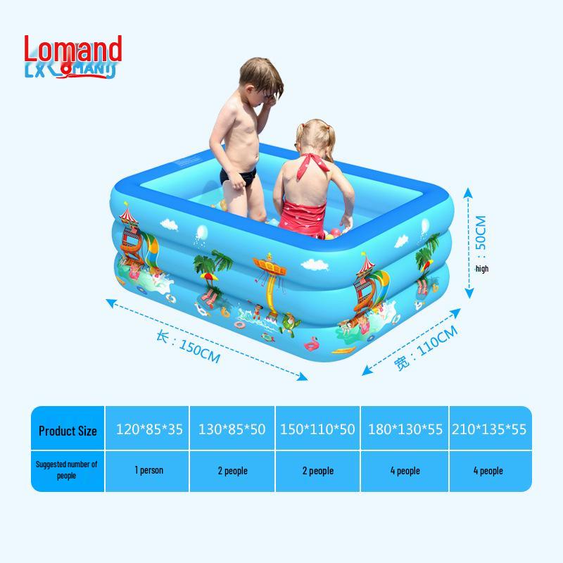 Square PVC Inflatable Pool for Indoor & Outdoor Baby Use