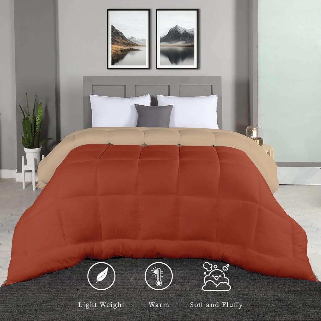 Plush Reversible Microfiber Comforter Single Bed | 220 GSM Wadding |110 GSM Peached Extra Soft Microfiber Fabric,