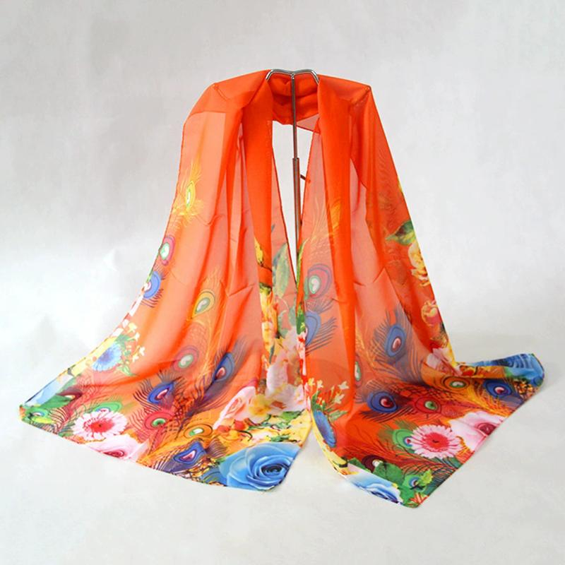 

WTEMPO Spring Summer Autumn Long Large Thin Scarf, Elegant Printed Soft Breathable Chiffon Scarves, Holiday Travel Sunscreen Shawls 150*45cm*2pcs красный