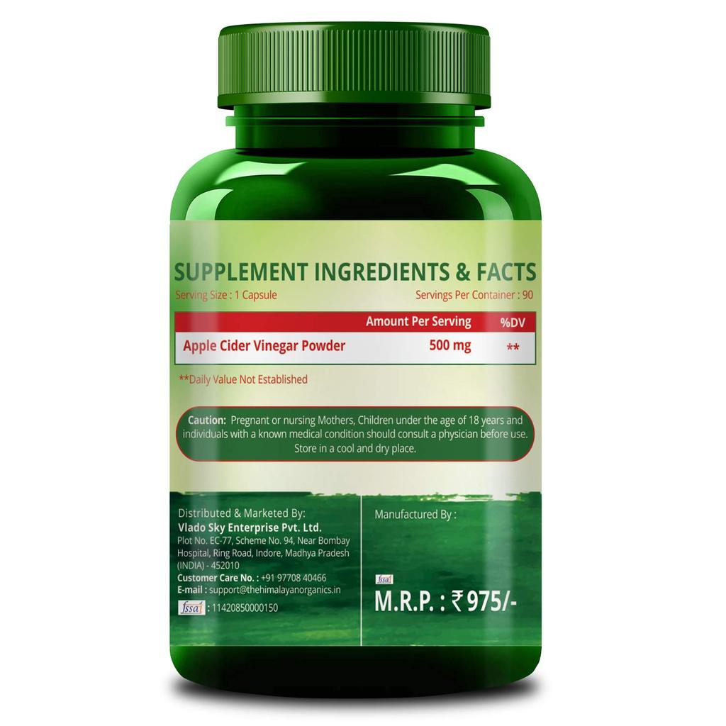 Ocet jabłkowy (90 kapsułek, 500 mg), Ocet jabłkowy, Himalayan Organics