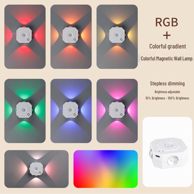 Rechargeable RGB Cat Eye Sensor Wall Lamp with Magnetic Suction