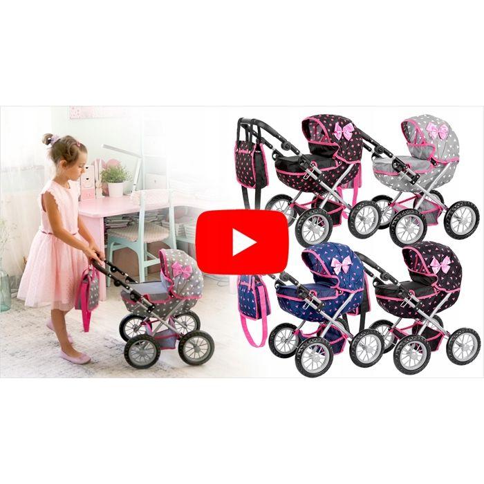 Poussette landau pour poupée pliable avec sac et poignée réglable – Kinderplay (KP0262T)