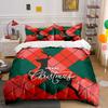 Merry Christmas Plaid Reindeer Bedding Duvet Cover Set Duvet Cover Pillowcases  (1*Duvet Cover 2*Pillowcases, Without Duvet Insert)