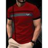 Men's Simple and Fashionable Contrasting Color T-shirt Summer Business Short Sleeved 3D Printed Top Casual Loose Daily Street Wear
