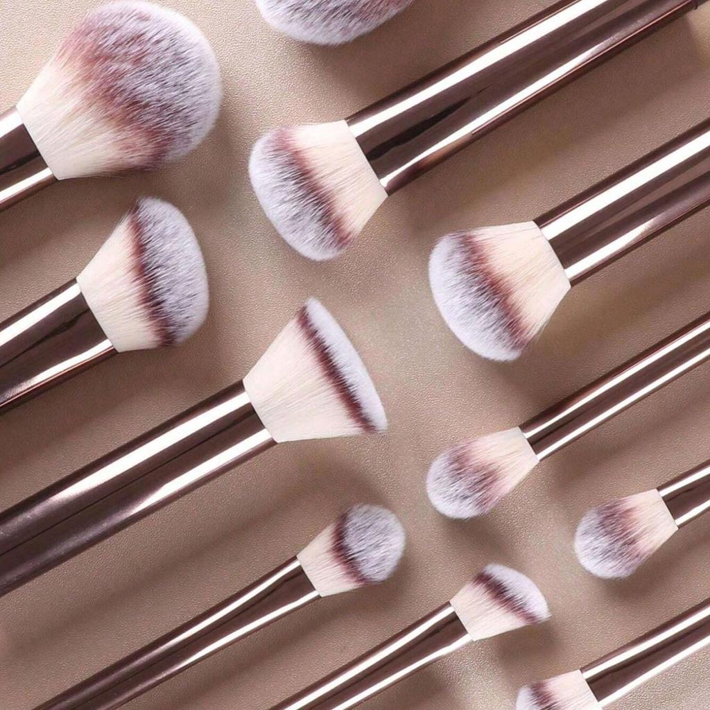12er Professionelles Make-up-Pinselset Inkl.. Lidschatten-, Puder-, Rouge-Pinsel, 2 Stück Make-up-Schwämme, 1 Stück Puderschwamm, Komplette Reise