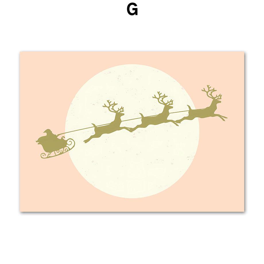 Christmas Tree Santa Claus Sleigh Red Car Reindeer Nursery Posters Prints Wall Art Canvas Painting Kids Room Home Decor