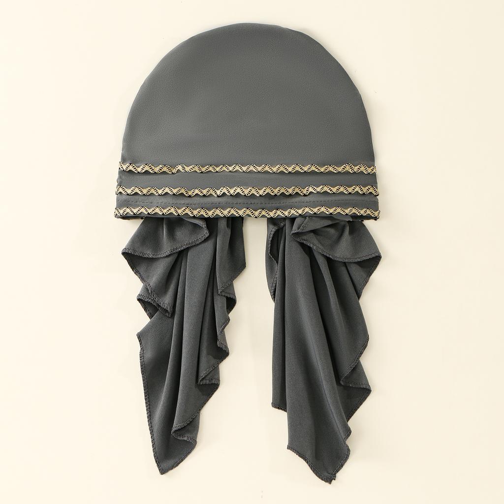 Golden Stripes Elastic Hat Cap For Woman Muslim Hijab Headband Middle East Instant Scarf Hijab Islamic Turban Bandana 20*43Cm