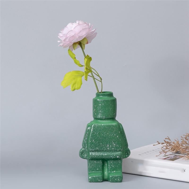 Modern Interior Decoration Good Robot Vase Indoor Flower Pot Office Desk Decoration White