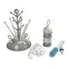 BEABA, Coffret naissance, Egoutte biberon arbre grey + Boite doseuses light/dark mist + Goupillon silicone + Bavoir coton tropical