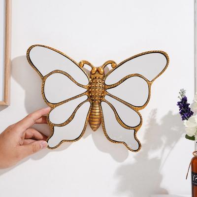 Creative Golden Butterfly Mirror Insect Wall Hanging Butterfly Mirror Background Wall Decorative Flower Moth Bedroom Decoration