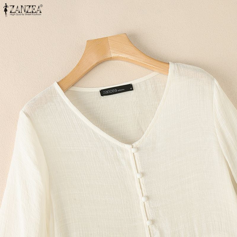 ZANZEA Women Casual V-Neck Summer Half Sleeve Blouse