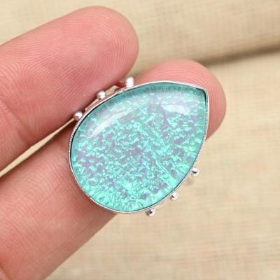 Anello fatto a mano in argento sterling massiccio 925 con opale triplo blu, fantastici gioielli con pietre preziose