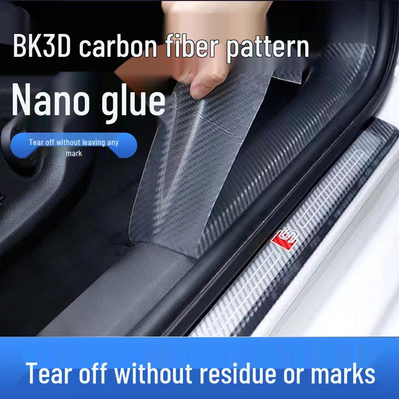 BK3D Transparent Nano Carbon Fiber Car Door Sill Sticker - Universal Anti-Scratch, Anti-Collision Decorative Strip