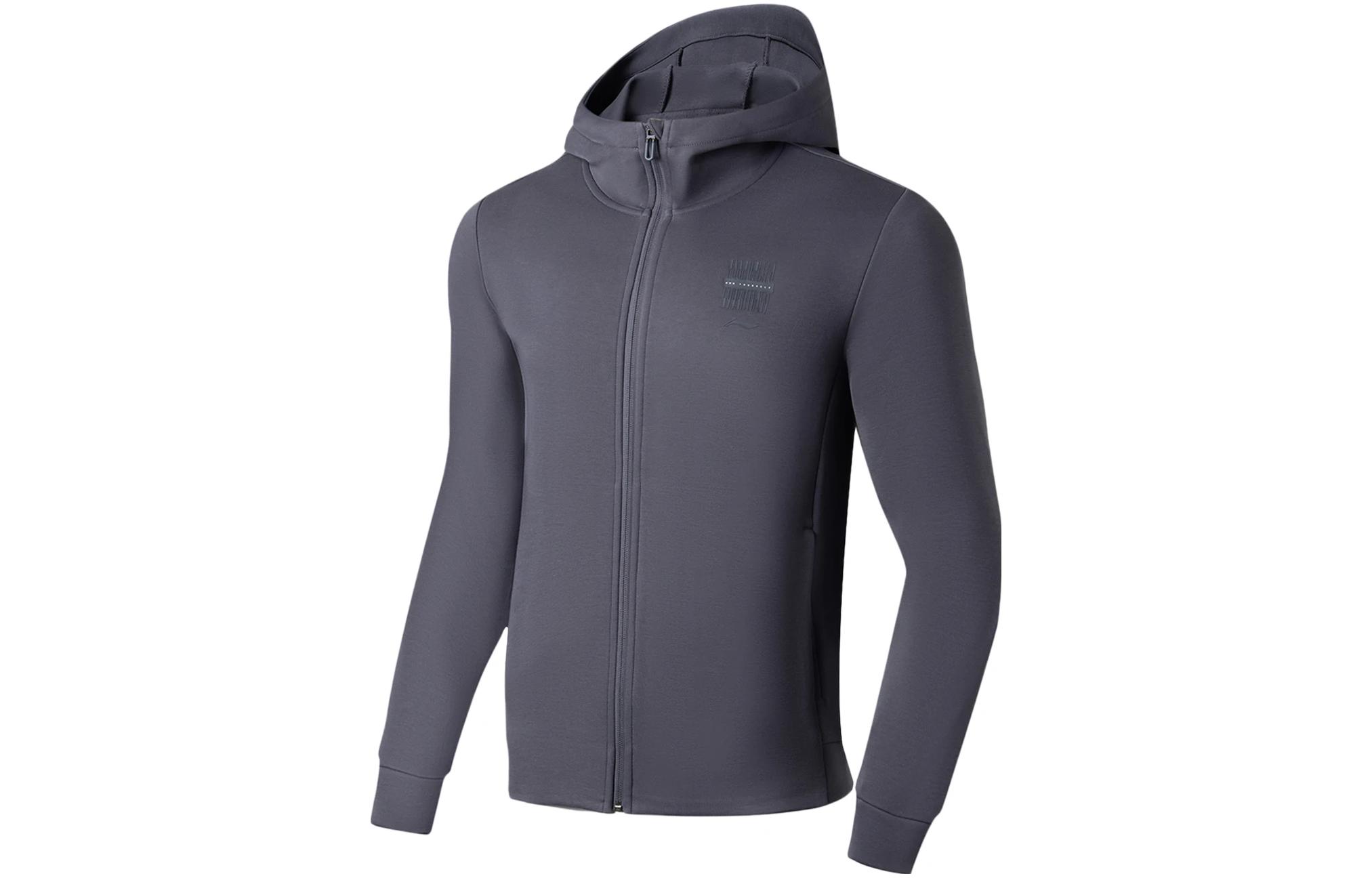 Li Ning Fitness Series Sweatshirts Men s Surface Gray Hooded Moderate Regular AWDT113-10 L