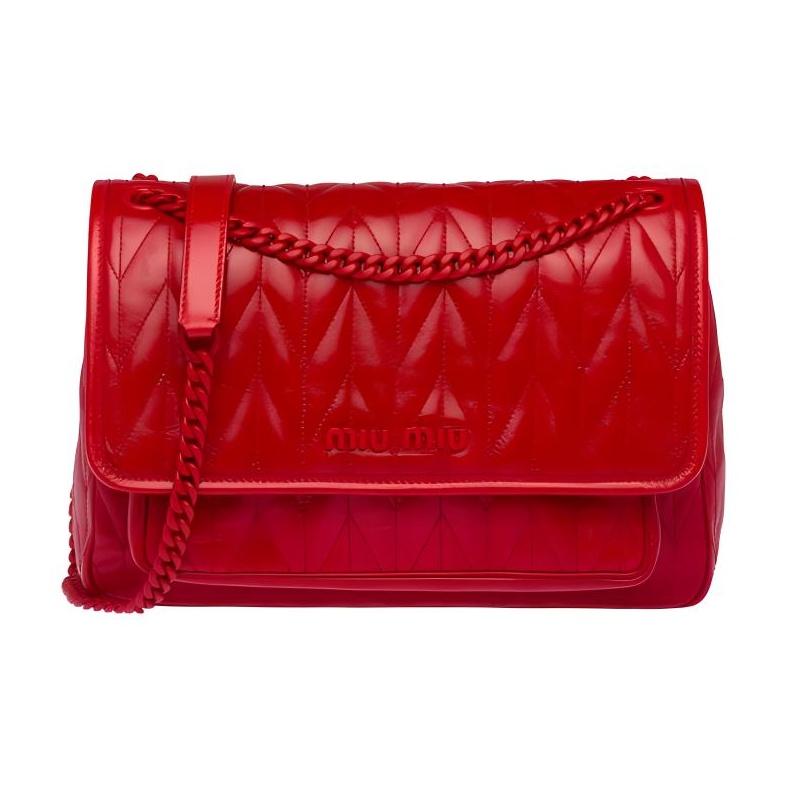 

Miu Miu Quilted Pattern Enamel Metal Shoulder Strap Glossy Leather Crossbody Bag Women bags Red 5BD160-2D6C-F0011-VOOO Basic Set (Bag+Dust Bag)