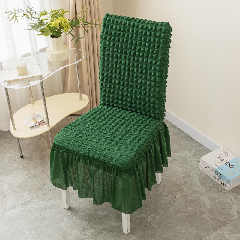 

Seersucker Dining Chair Cover - European Style, One-Piece for Backrest & Seat, Home & Living Room Use One Size