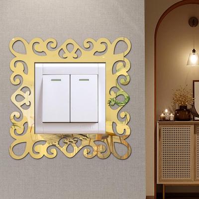 Lace Acrylic Mirror Switch Wall Sticker for Living Room/Bedroom - Self-Adhesive Decorative Accent