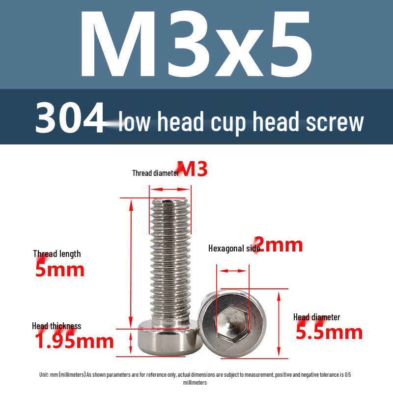 304 Edelstahl Flachkopf Innensechskant Maschinenschrauben M3-M10