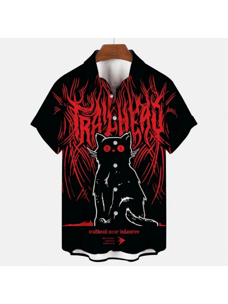 Shirts For Men Vintage Horror Skull Rocker 3d Print Gothic Rockabilly Hawaiian Shirt Short Sleeve Top