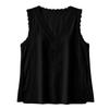 Womens Casual Summer Sleeveless V Neck Lace Trim Shirt