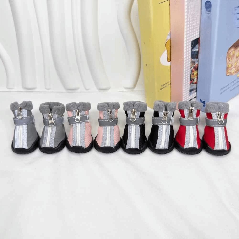 4pcs/set Warm Pet Snow Boots Thickened Anti-slip Dog Boots Wear Resistant Winter Dog Shoes Winter