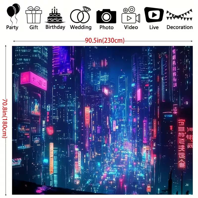 Cyberpunk Neon City Backdrop, Night Tokyo Street Photography Background